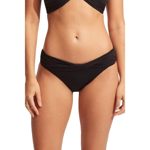 Seafolly Women's Twist Band Hipster Full Coverage Bikini Bottom Swimsuit